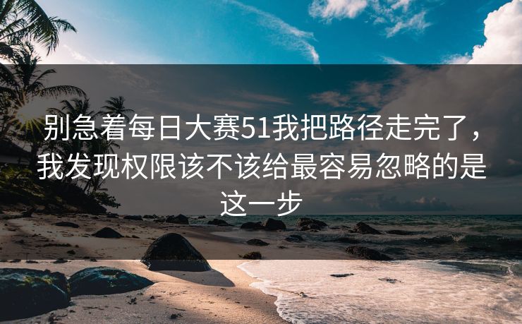 别急着每日大赛51我把路径走完了，我发现权限该不该给最容易忽略的是这一步